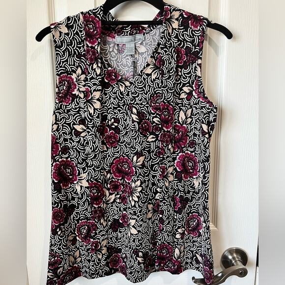 By Design blouse with neck tie option Sleeveless Sz Small Purple Black NWT - Picture 2 of 8